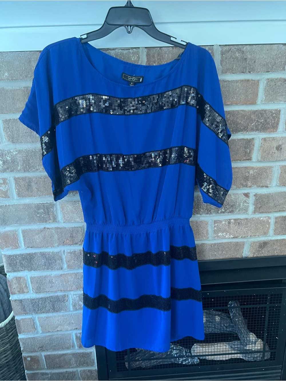 Jessica Simpson Royal Blue Mini Dress with Black Sequin Stripes